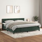 Boxspring met matras fluweel donkergroen 200x200 cm 200 x 200 cm Blok met vierkanten