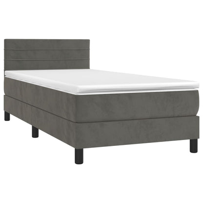 Boxspring Met Matras Fluweel Donkergrijs 80 x 200 cm Horizontale strepen