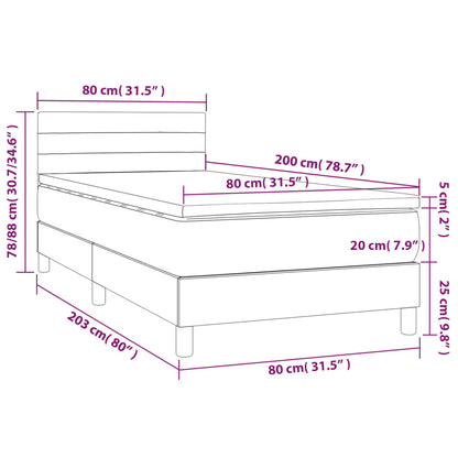 Boxspring Met Matras Fluweel Donkerblauw 80 x 200 cm Horizontale strepen