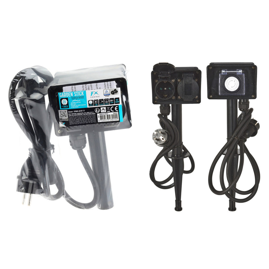 Fx Control Tuinstekkerdoos Met Timer Zwart