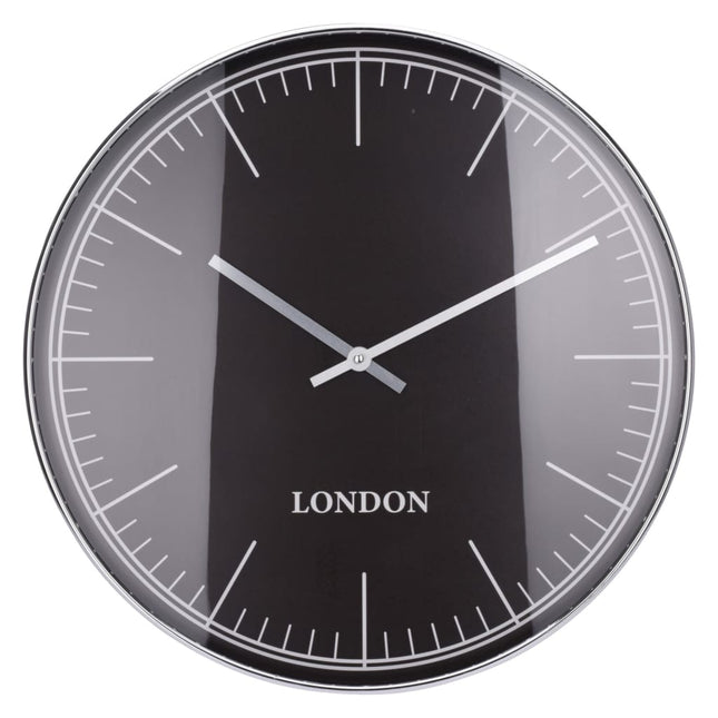 H&S Collection Wandklok London Zilver Zwart