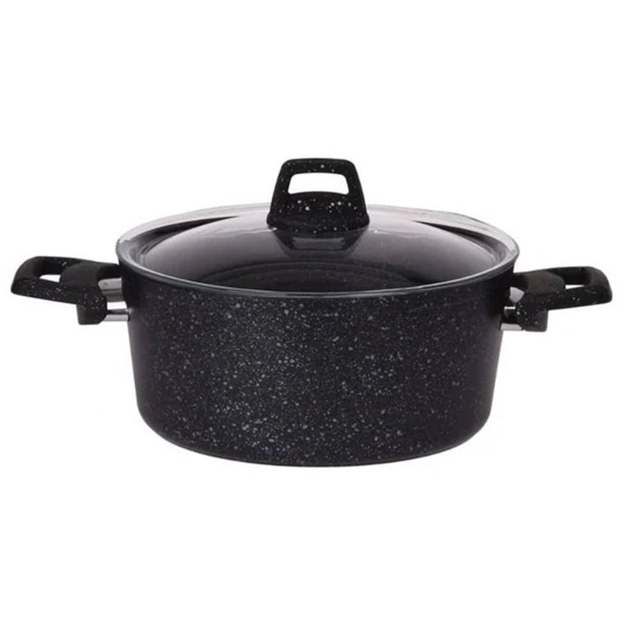 Excellent Houseware Excellent Braadpan 4.4L 24 Cm + Glazen Deksel Zwart/Aluminium