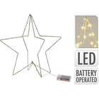 Kerstster goudkleurig LED op batterij 37 cm