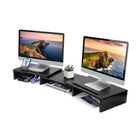 Monitorverhoger dubbel MDF zwart