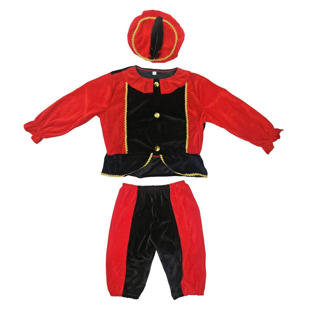 Overige Merken Pietenpak 98-104 Zwart/Rood