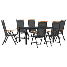7-Delige Tuinset Aluminium Zwart 150 cm tafellengte