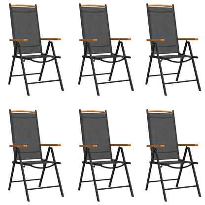 7-Delige Tuinset Aluminium Zwart 150 cm tafellengte
