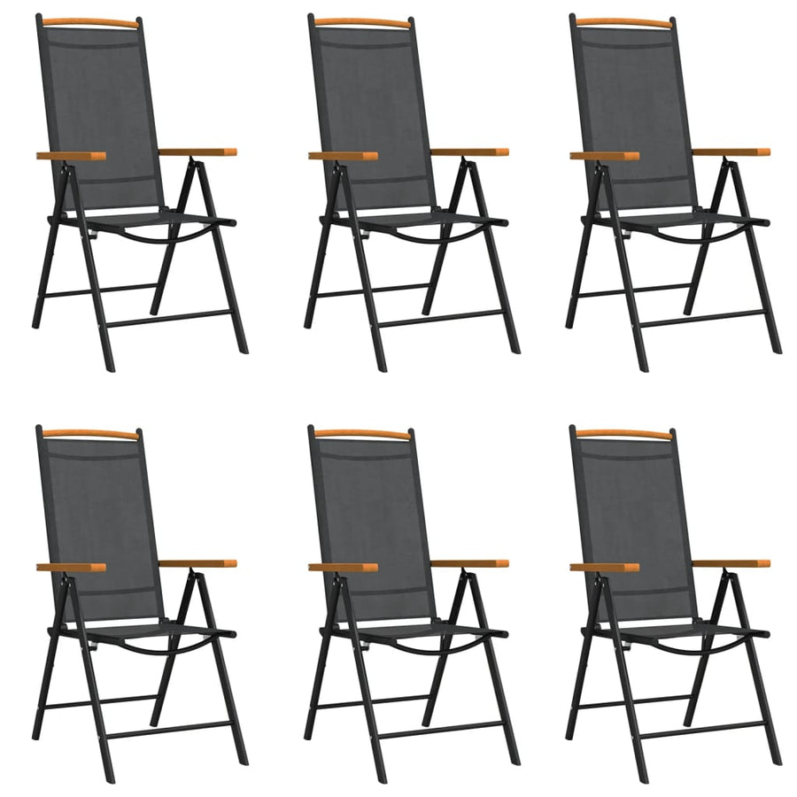 7-Delige Tuinset Aluminium Zwart 150 cm tafellengte