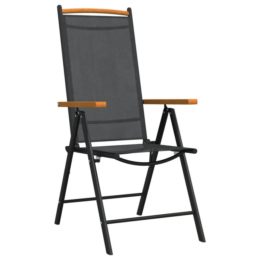 7-Delige Tuinset Aluminium Zwart 150 cm tafellengte