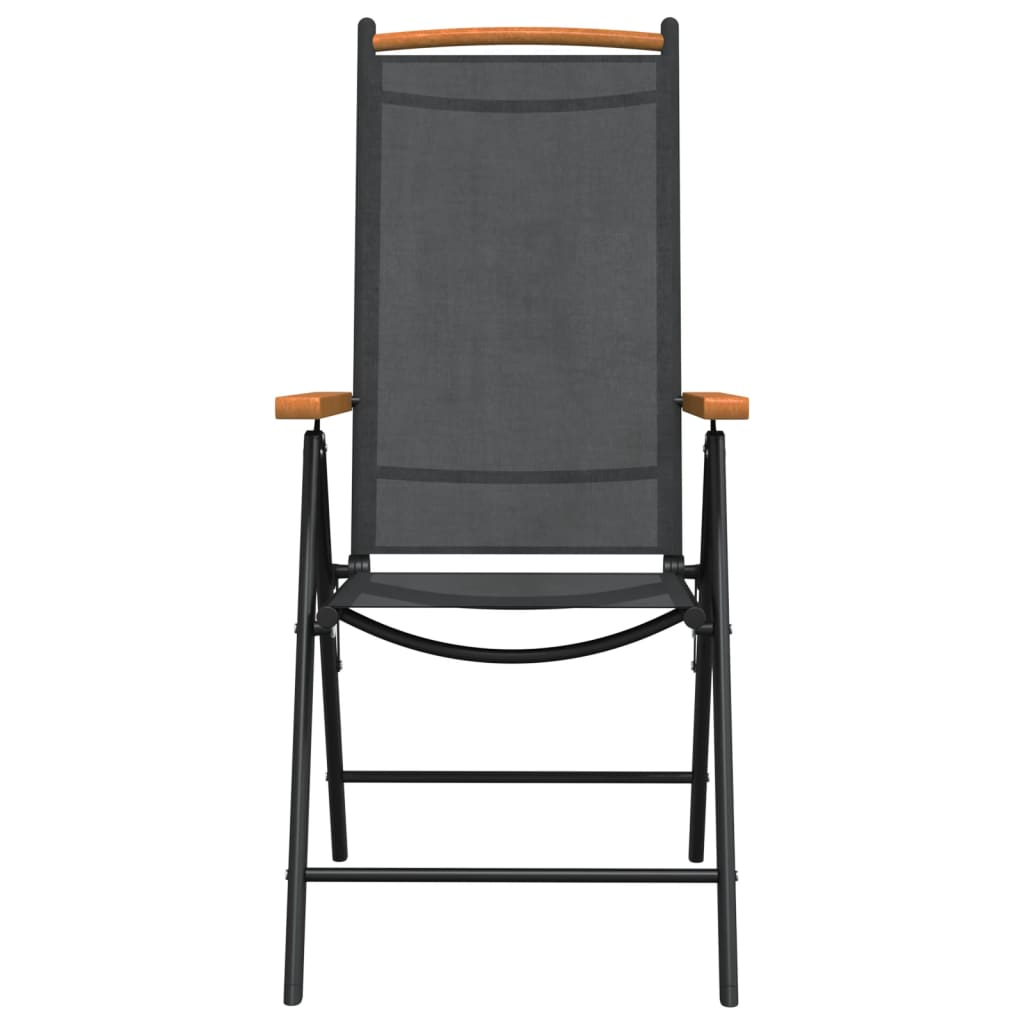 7-Delige Tuinset Aluminium Zwart 150 cm tafellengte