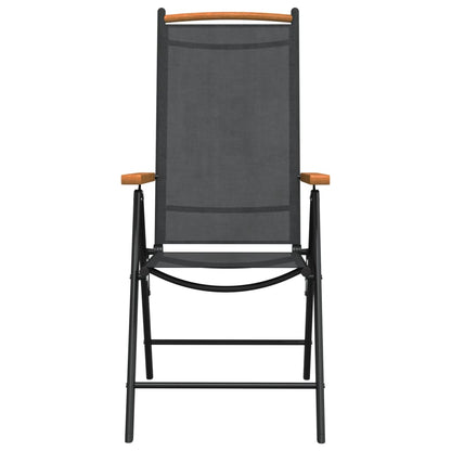 7-Delige Tuinset Aluminium Zwart 150 cm tafellengte
