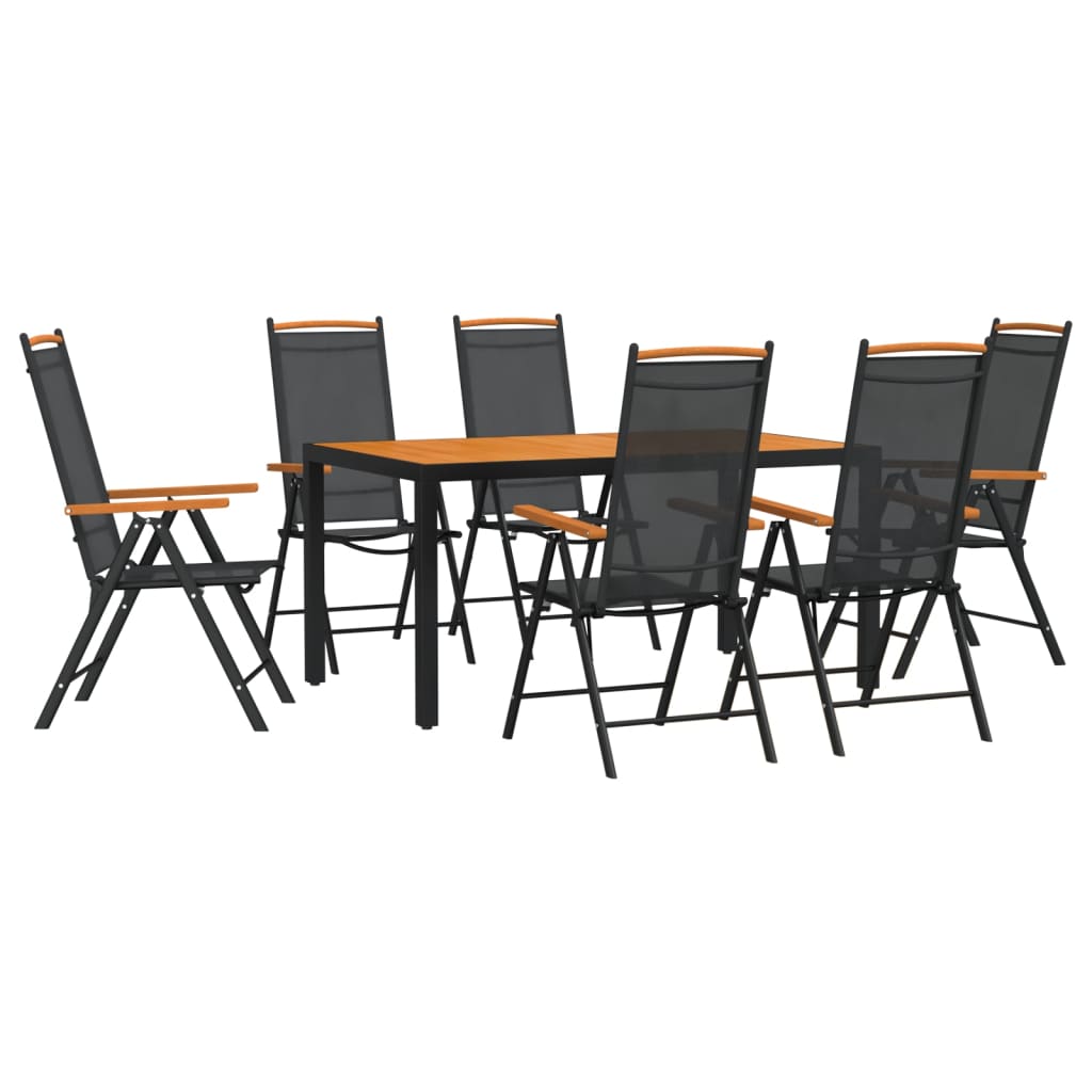 -Delige Tuinset Aluminium 7 150 cm tafellengte Zwart en bruin