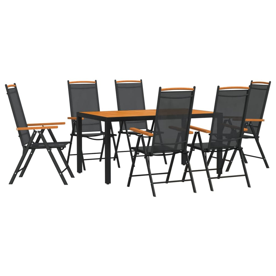 -Delige Tuinset Aluminium 7 150 cm tafellengte Zwart en bruin