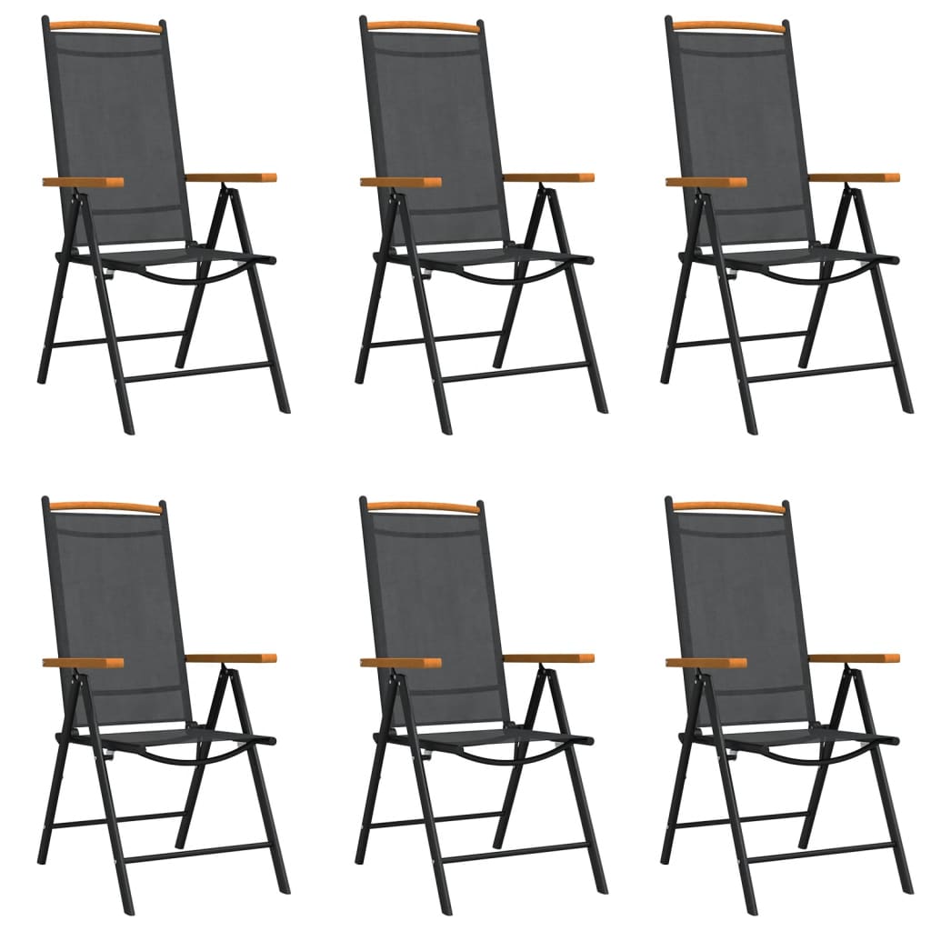 -Delige Tuinset Aluminium 7 150 cm tafellengte Zwart en bruin