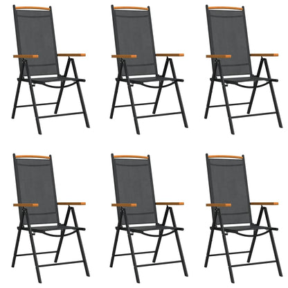 -Delige Tuinset Aluminium 7 150 cm tafellengte Zwart en bruin