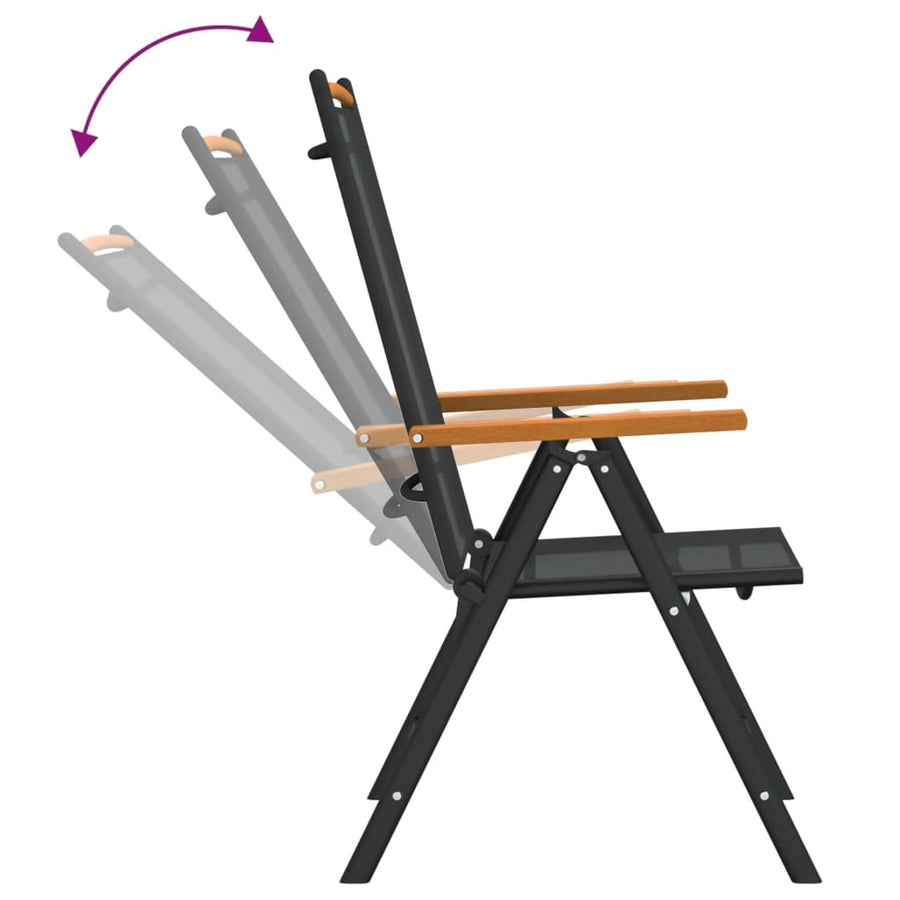 -Delige Tuinset Aluminium 7 150 cm tafellengte Zwart en bruin