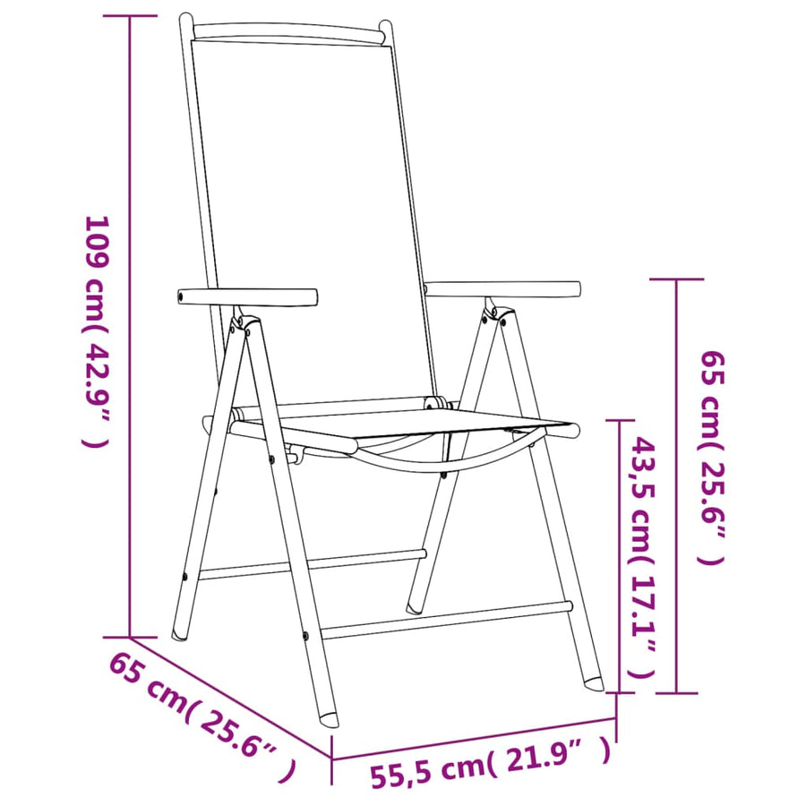 -Delige Tuinset Aluminium 7 150 cm tafellengte Zwart en bruin