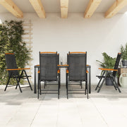 7-piece garden furniture set aluminum black and brown