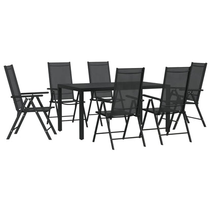 7-Delige Tuinset Aluminium Zwart 1 150 cm tafellengte
