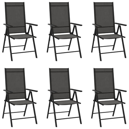 7-Delige Tuinset Aluminium Zwart 1 150 cm tafellengte