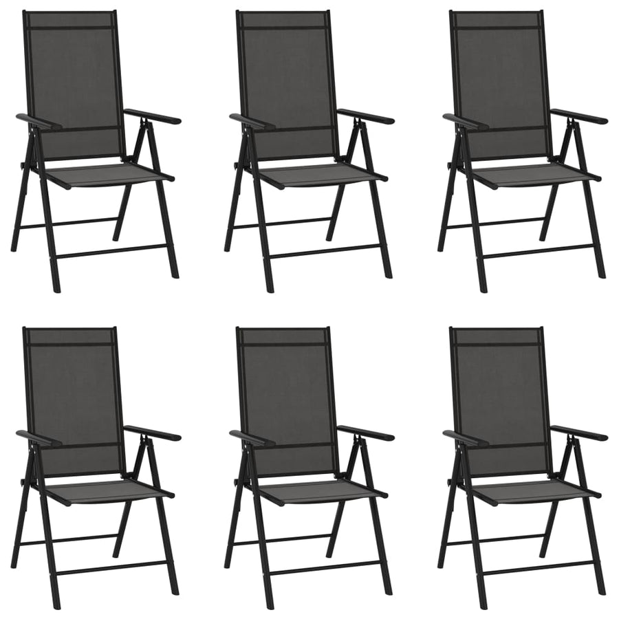 7-Delige Tuinset Aluminium Zwart 1 150 cm tafellengte