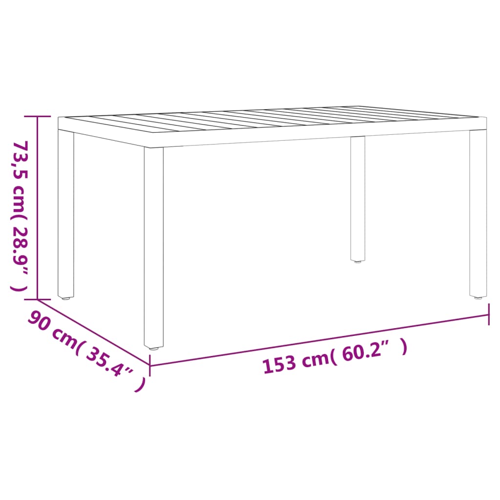 7-Delige Tuinset Aluminium Zwart 1 150 cm tafellengte