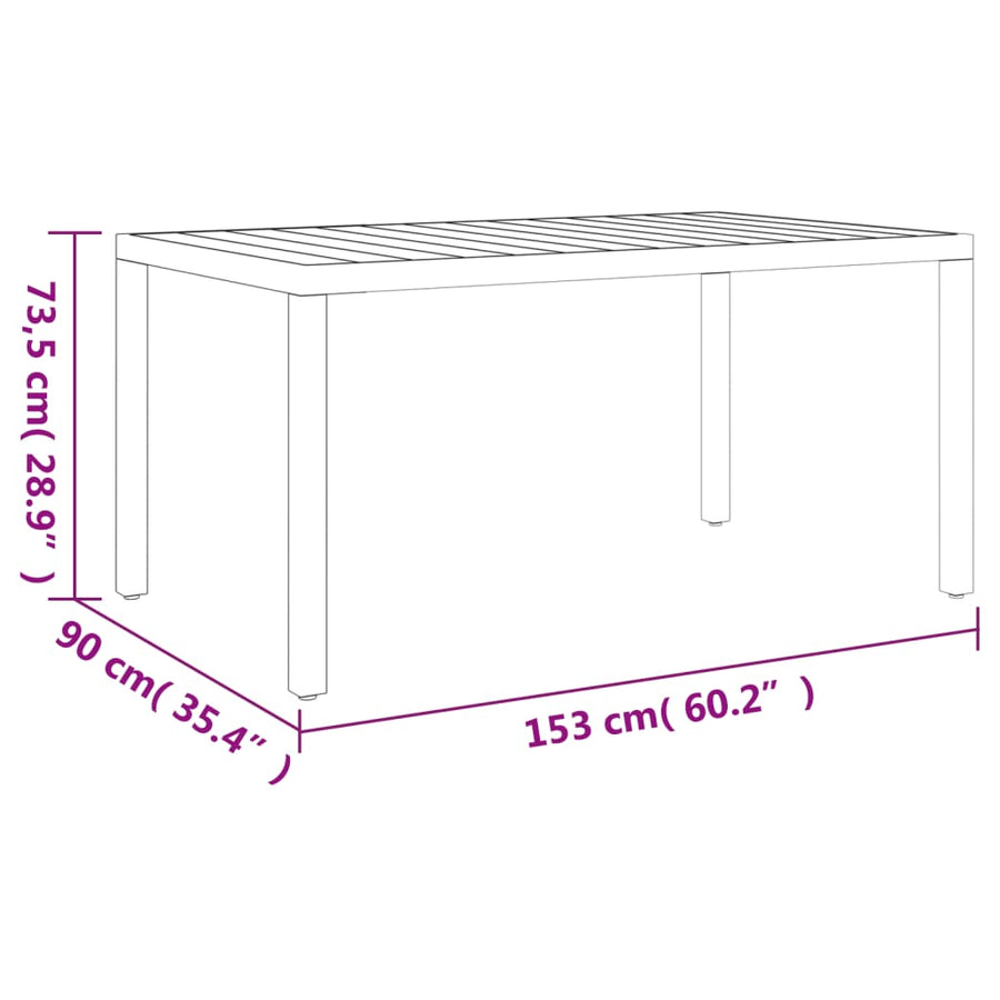 7-Delige Tuinset Aluminium Zwart 1 150 cm tafellengte