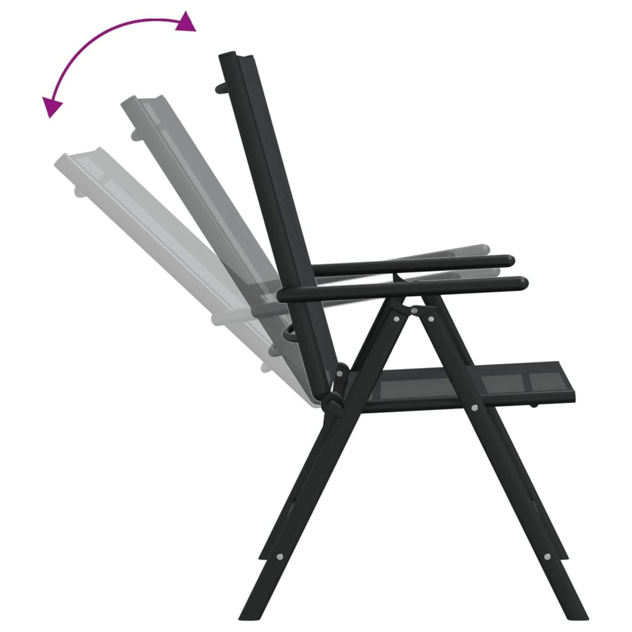 7-Delige Tuinset Aluminium Zwart 1 150 cm tafellengte