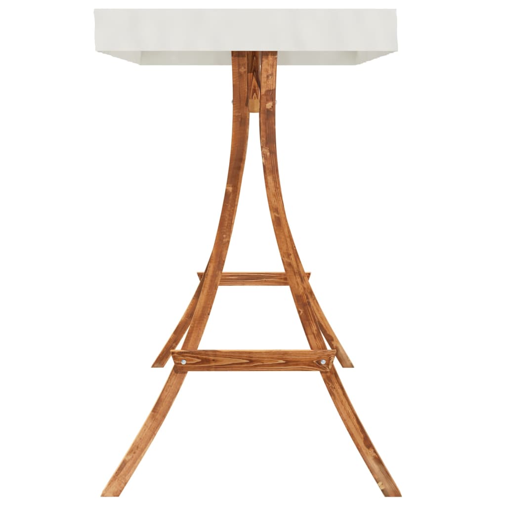 Schommelbed Met Luifel Vurenhout Met Teak Afwerking 1 Crème