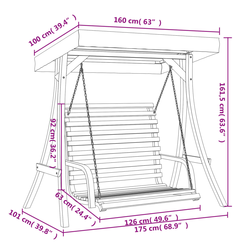Schommelbank Met Luifel Vurenhout Met Teak Afwerking 1 Crème