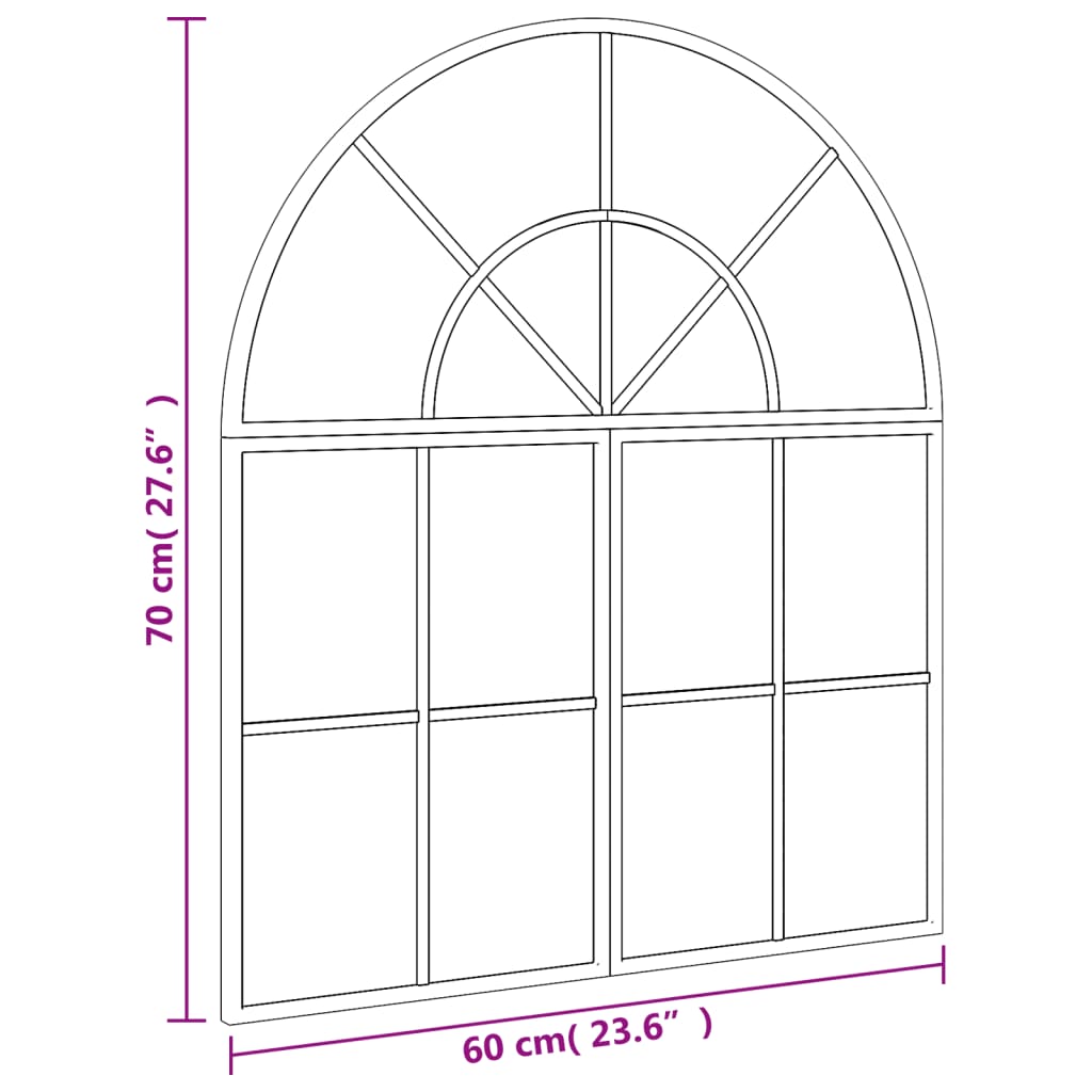 Wandspiegel Boog Ijzer Zwart 60 x 70 cm