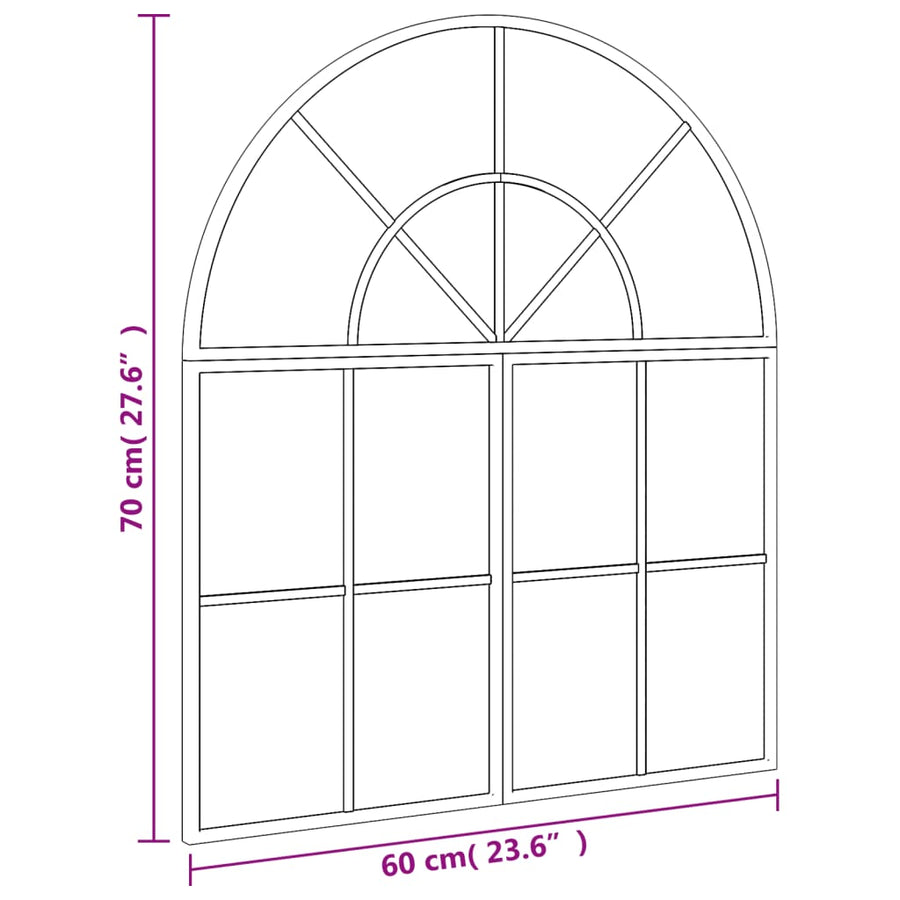 Wandspiegel Boog Ijzer Zwart 60 x 70 cm