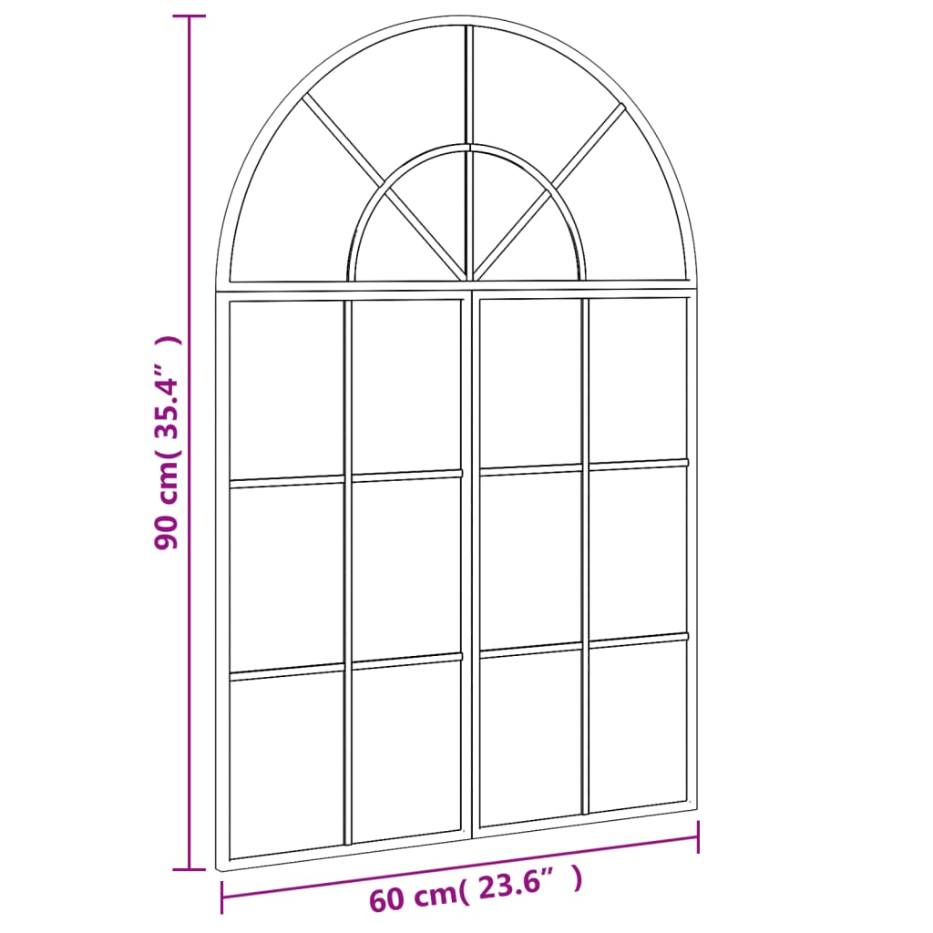 Wandspiegel Boog Ijzer Zwart 60 x 90 cm