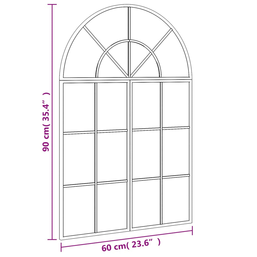 Wandspiegel Boog Ijzer Zwart 60 x 90 cm