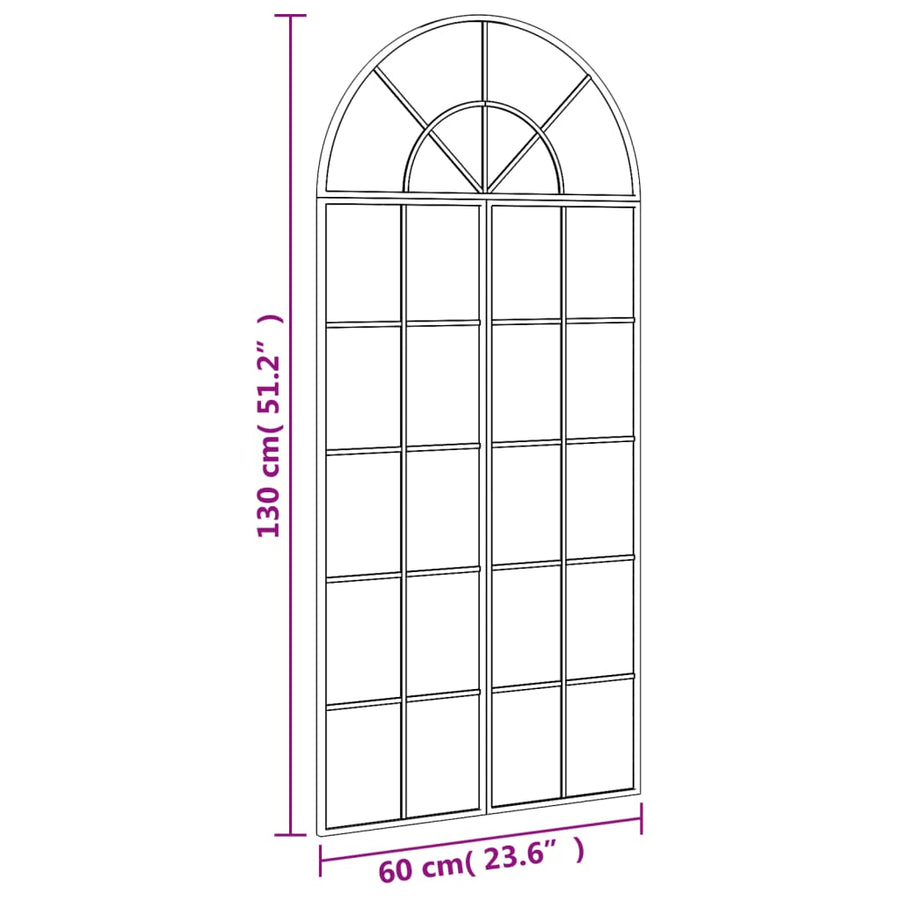 Wandspiegel Boog Ijzer Zwart 60 x 130 cm