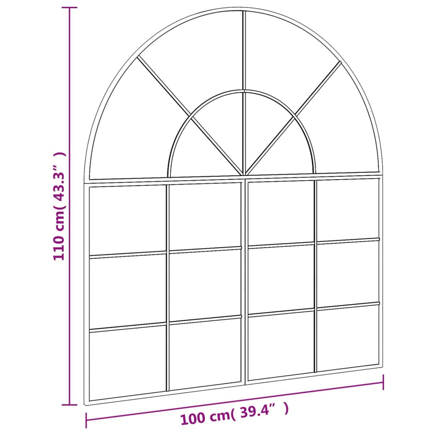 Wandspiegel Boog 100X110 Cm Ijzer Zwart