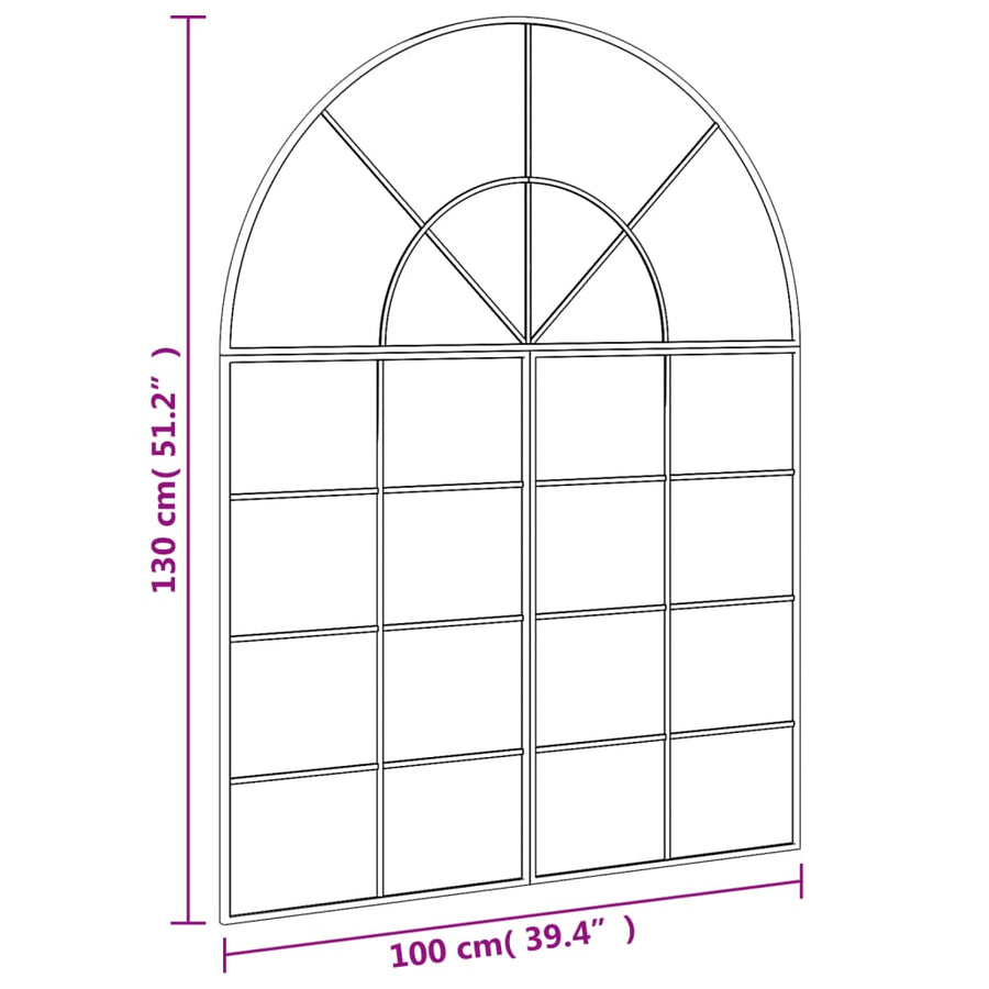 Wandspiegel Boog Ijzer Zwart 100 x 130 cm