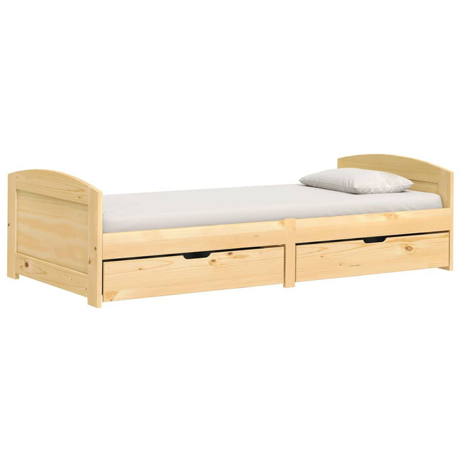 Slaapbank Met 2 Lades Irun 90X200 Cm Massief Grenenhout Bruin
