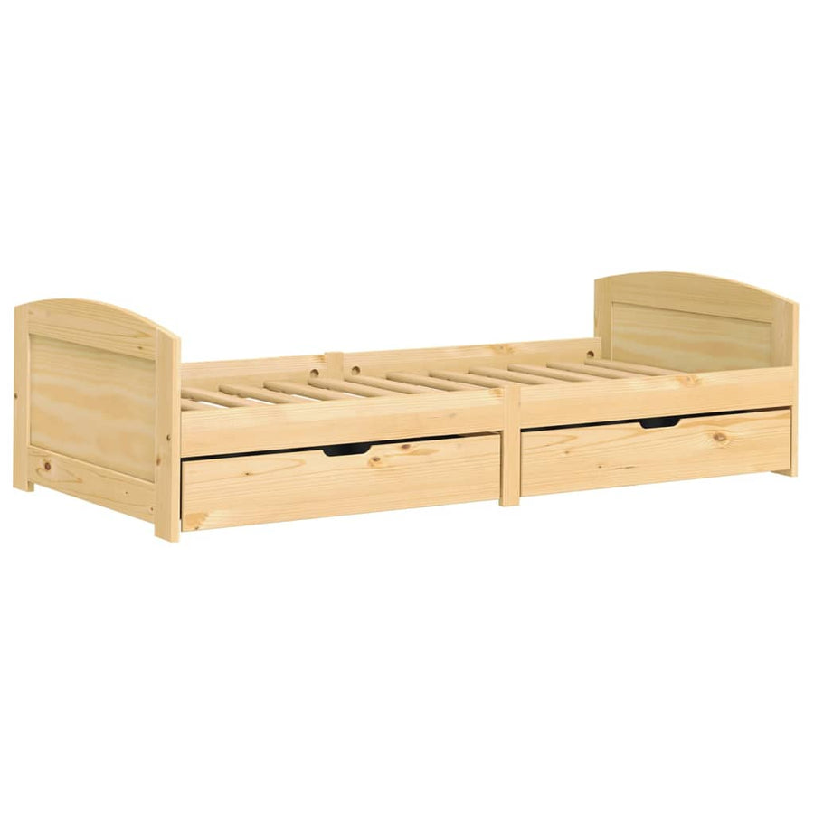 Slaapbank Met 2 Lades Irun 90X200 Cm Massief Grenenhout Bruin