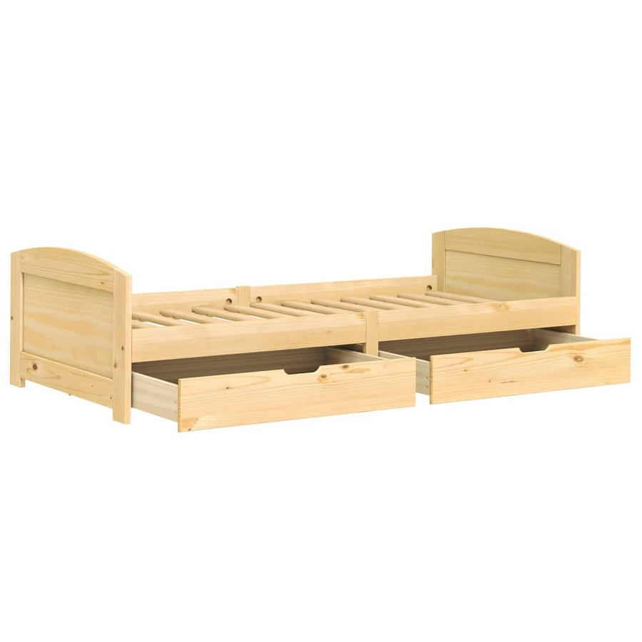 Slaapbank Met 2 Lades Irun 90X200 Cm Massief Grenenhout Bruin