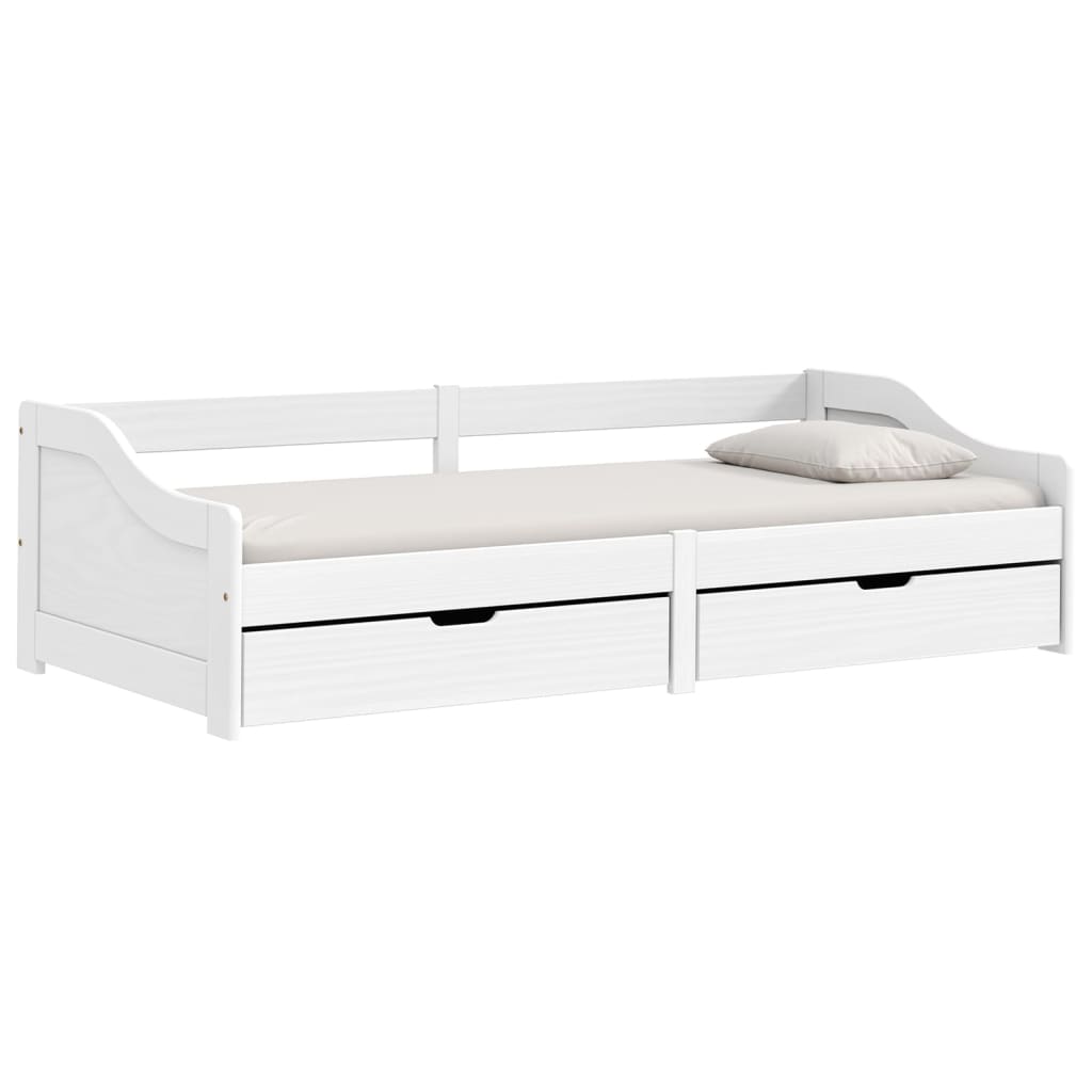 Slaapbank Met 2 Lades Irun 90X200 Cm Massief Grenenhout Wit