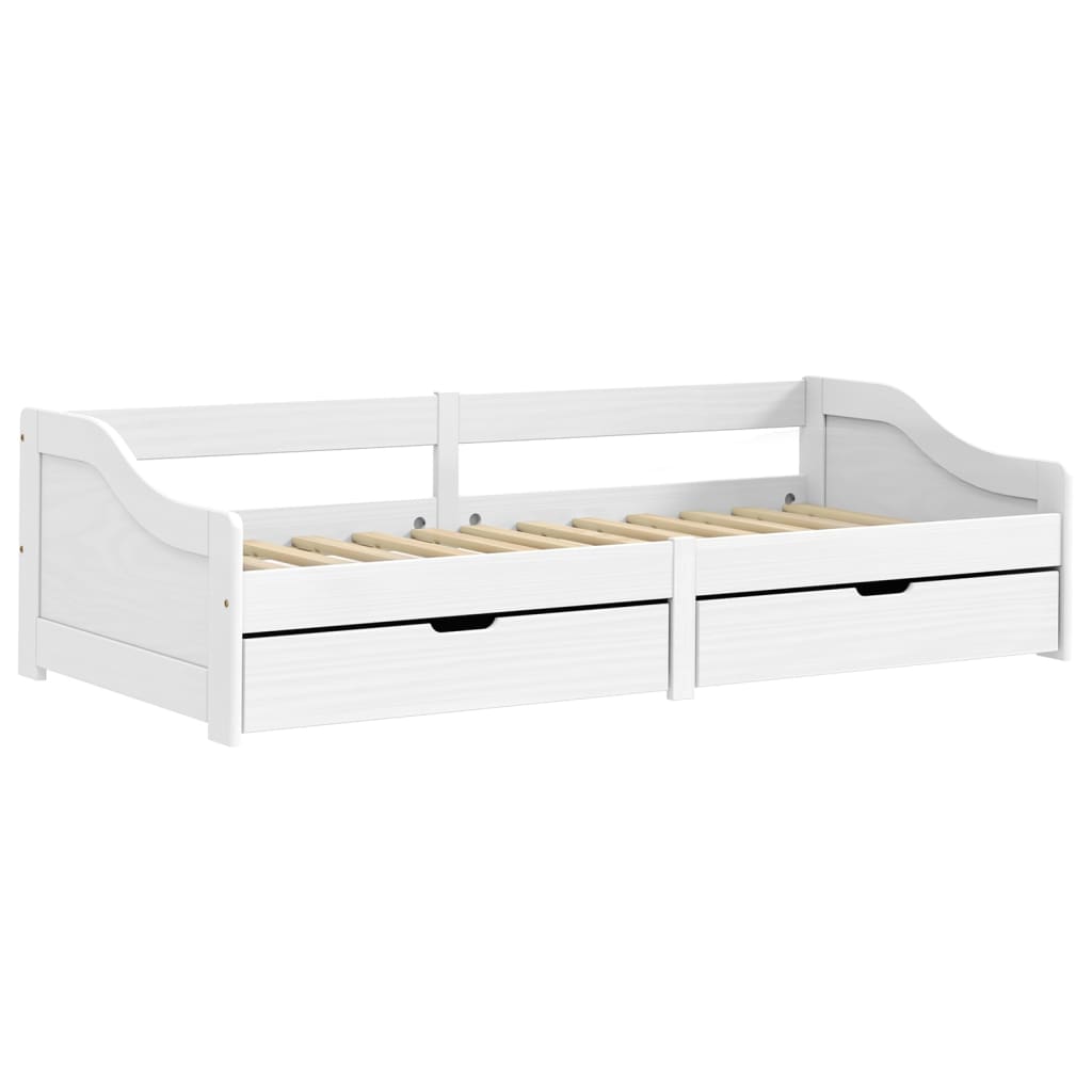Slaapbank Met 2 Lades Irun 90X200 Cm Massief Grenenhout Wit