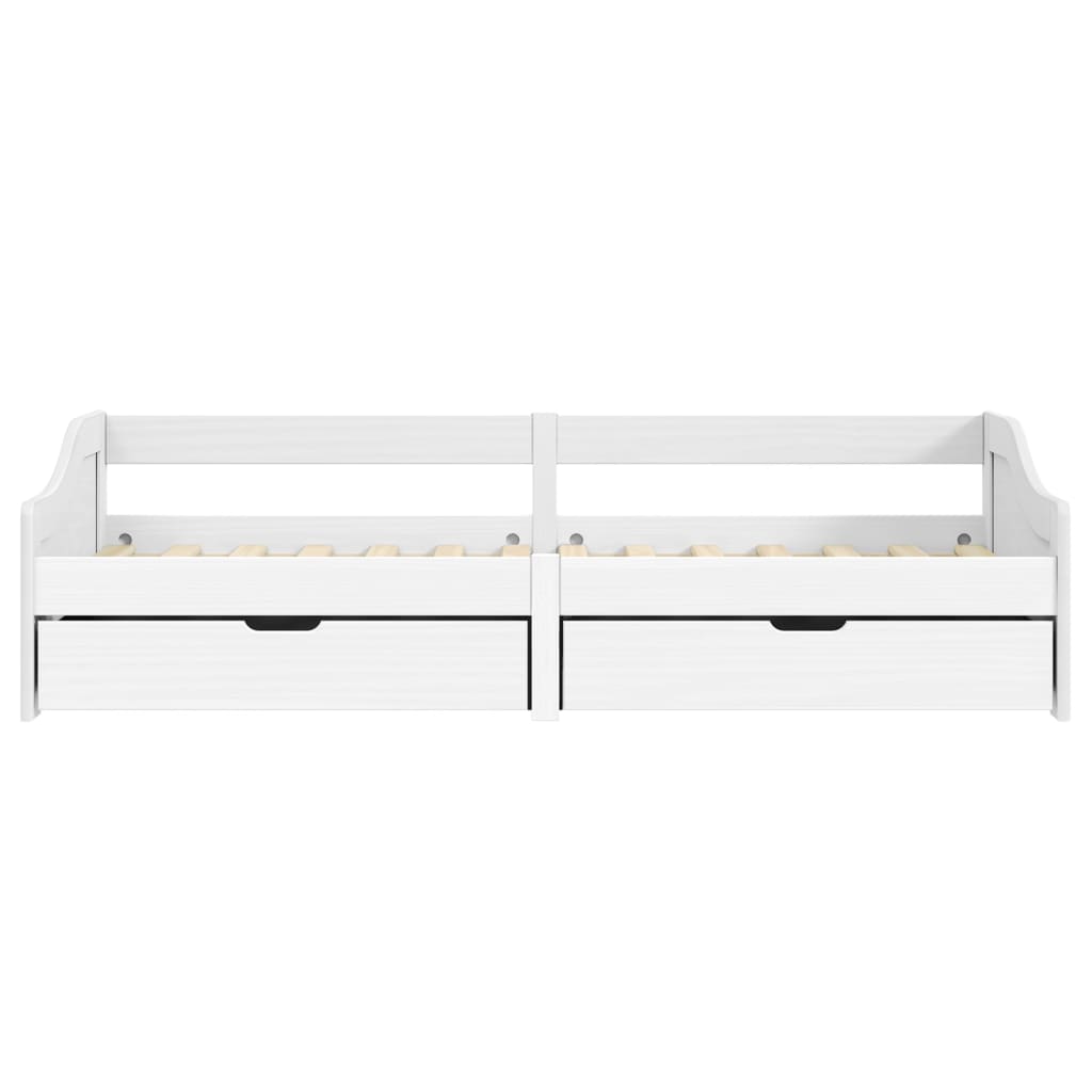 Slaapbank Met 2 Lades Irun 90X200 Cm Massief Grenenhout Wit