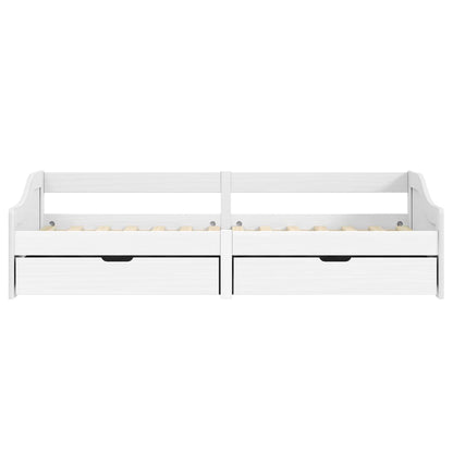 Slaapbank Met 2 Lades Irun 90X200 Cm Massief Grenenhout Wit