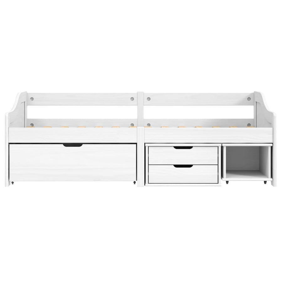 Slaapbank Met 3 Lades Irun 90X200 Cm Massief Grenenhout Wit