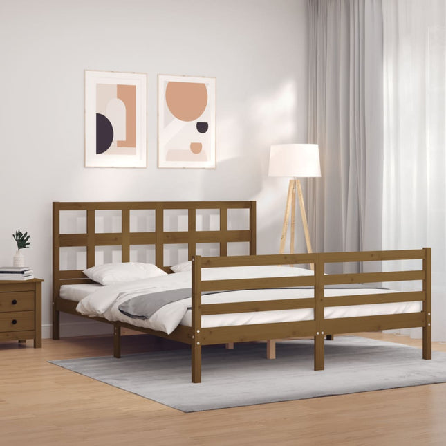 Bedframe Met Hoofdbord Hout 160 x 200 cm Honingbruin