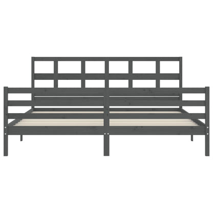 Bedframe Met Hoofdbord Massief Hout 200 x 200 cm Grijs