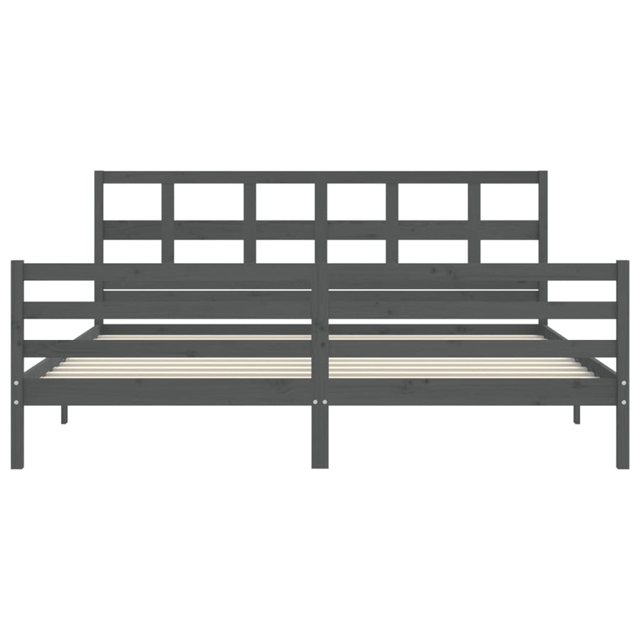 Bedframe Met Hoofdbord Massief Hout 200 x 200 cm Grijs