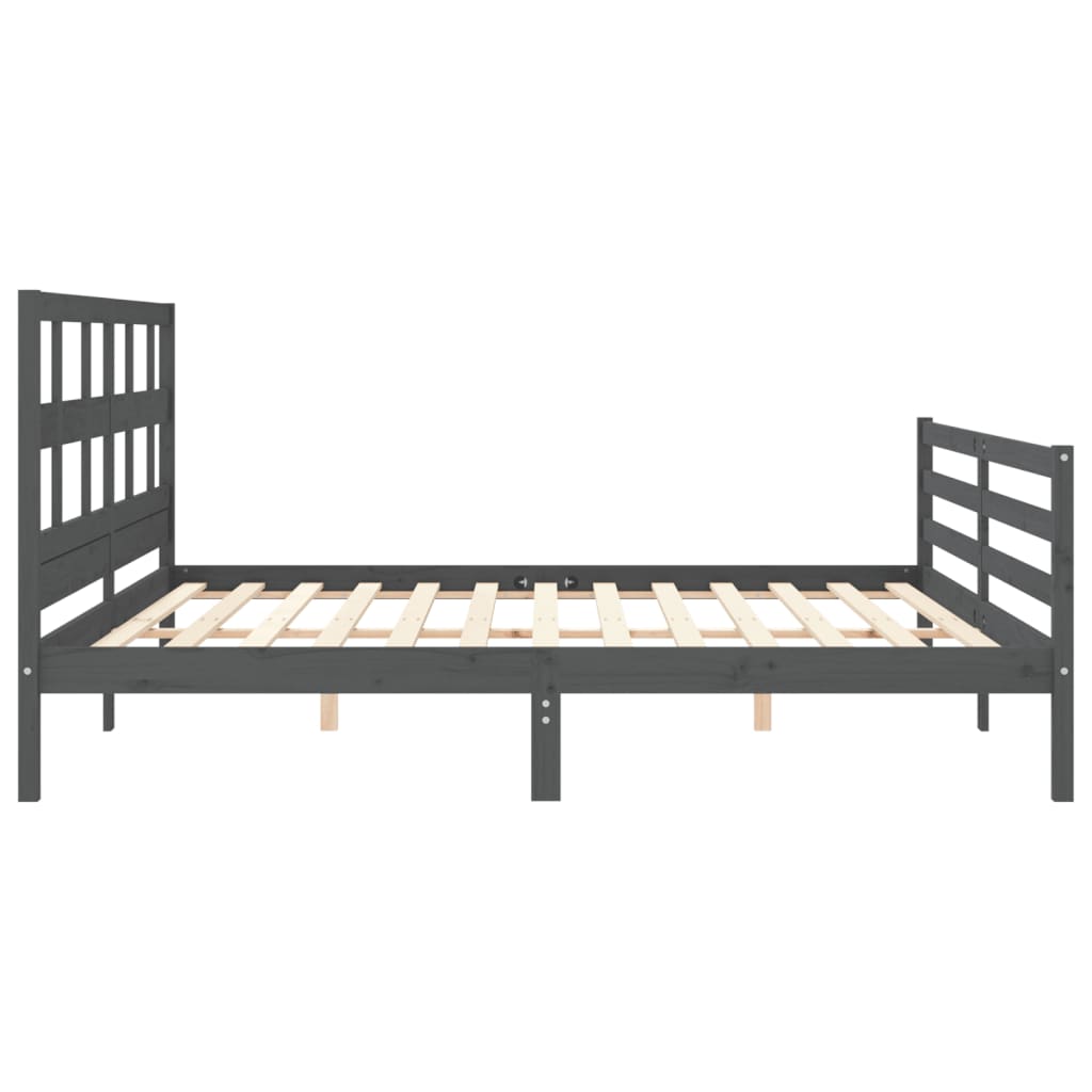 Bedframe Met Hoofdbord Massief Hout 200 x 200 cm Grijs