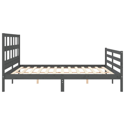 Bedframe Met Hoofdbord Massief Hout 200 x 200 cm Grijs